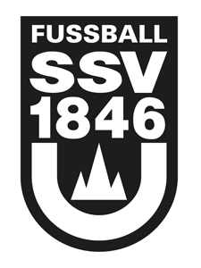 Wappen des SSV Ulm 1846 Fu&szlig;ball in Schwarz-Wei&szlig;, zentrales Vereinslogo des Traditionsclubs aus Ulm